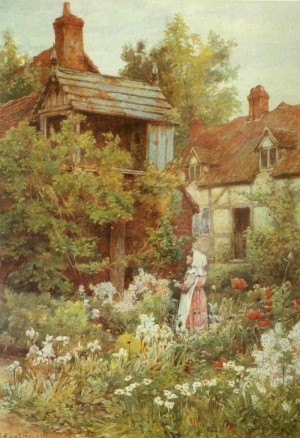 A young girl starring by the house